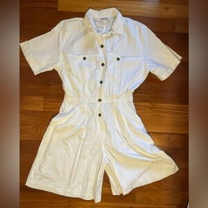 Vintage White Romper 80s / 90s Dreams Worksuit Playsuit Uniform
